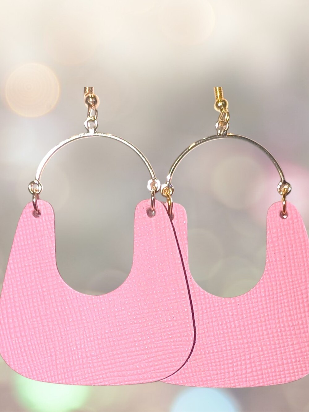 NEW Nickel & Suede Bubblegum Pink and Gold Earrings